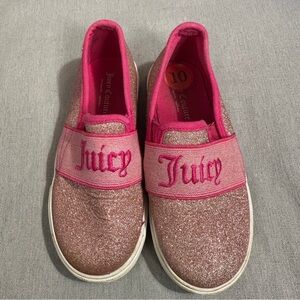 Little girl size 10 Juicy Couture pink glitter slide on shoes